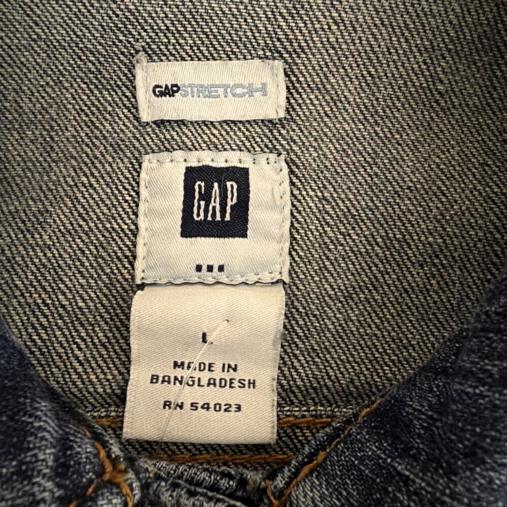 Vintage Y2K Gap Denim Button Up Painted Flower On Back Jean Jacket #1246 SZ LG - Picture 5 of 5